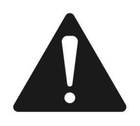 Black triangle with an exclamation mark in the center, indicating a warning or caution symbol.